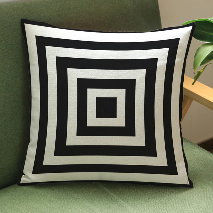 

Geometrics Sofa Cushion Covers Black Square Maze Design Linen Throw Pillowcase Europe Nordic Pillow Covers