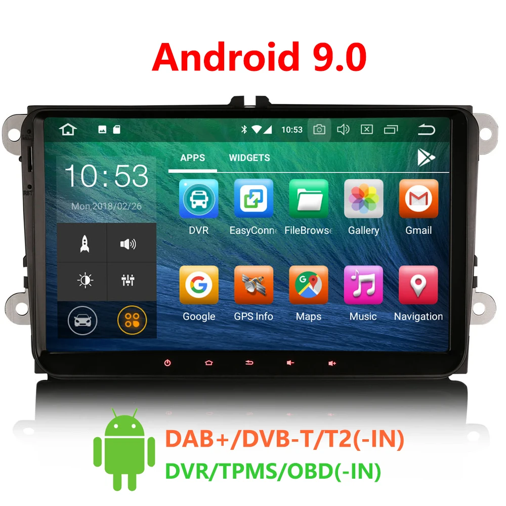 

Erisin ES4818V 9 inch Android 9.0 Car Multimedia Player Navigation GPS DVD Car Radio for Golf 5 (09/2003 to 2013)