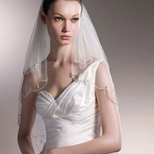 Горячая распродажа белый кот фаты один слой короткие тюль фата обычай краю фата AV003