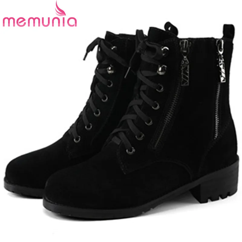 Gran Las Para Vaca Plush Superior Calidad Talones Pu Black Tamaño 1 Short 2 Mujeres Caliente Suede Ankle 2018 Mujer 34 Botas Med De Memunia Boots Venta black Moda 44 xfPW0