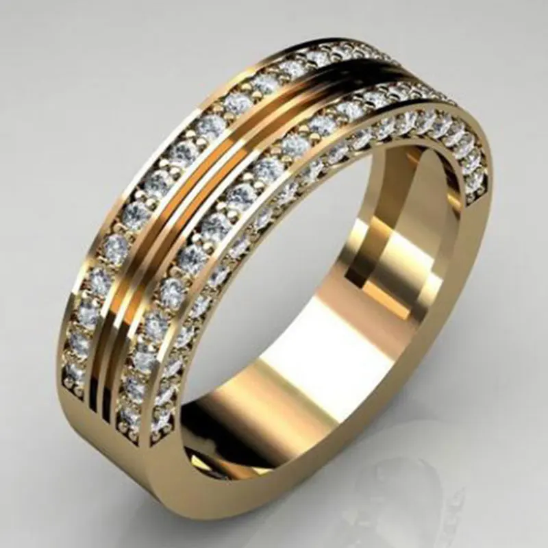

Yellow Gold Color Engagement Rings for Women Fashion AAA+ Cubic Zirconia Wedding Bands Rings 2019 New Arrivals Jewelry