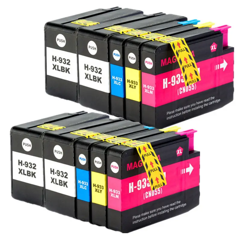 10 шт. чернильный картридж HP932 HP933 совместимый для Officejet 6100 6600 6700 7110 7612 струйный