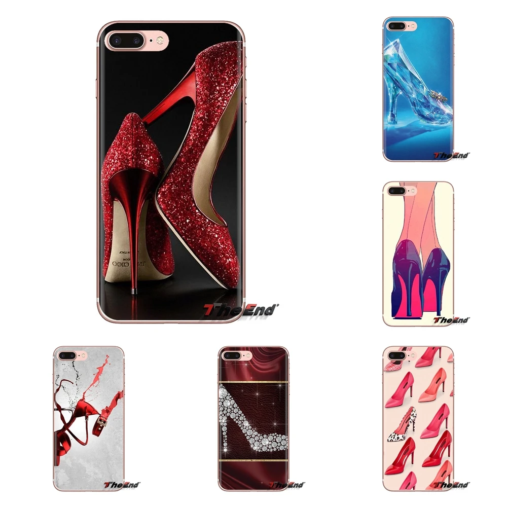 For Samsung Galaxy S3 S4 S5 Mini S6 S7 Edge S8 S9 S10 Plus Note 3 4 5 8 9 Red Sexy high heel Collage art Print Soft Cases Covers |