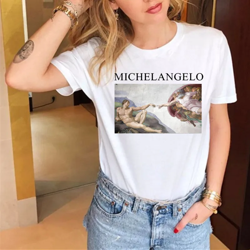 Michelangelo Sistina t shirt женские футболки Harajuku Kawaii футболка женская повседневная женская футболка Ulzzang Tumblr одежда - Цвет: T shirt women 0901