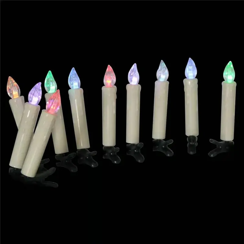 set of 10 flickering Remote Controlled LED taper Candle teaLight w