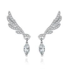 Luxury Brand Trendy Angel Wings Earring Studs Silver Statement Cubic Zirconia Earrings Fashion Earing for Women Oorbellen