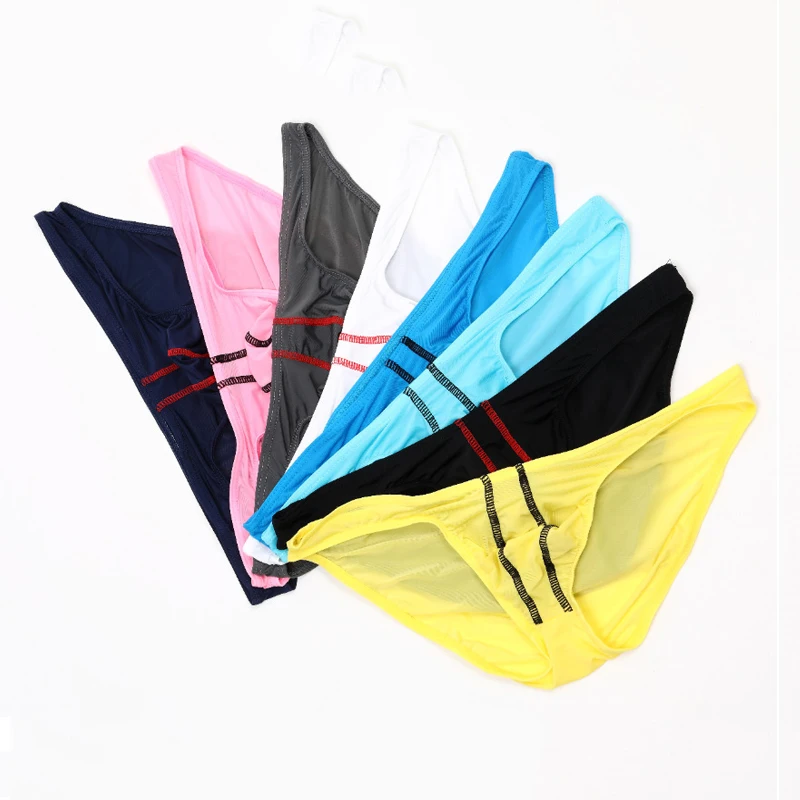

8Pcs/Lot Men Briefs Underwear Ice Silk Ultra-thin Seamless Briefs Gay Sexy Low Rise Underwear Male Panties Erotic Pouch Brief