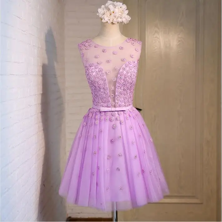 

New Short Evening Dresses Sexy See Through Bride Gown Elegant Princess Ball Prom Party Homecoming/Graduation Formal Dress
