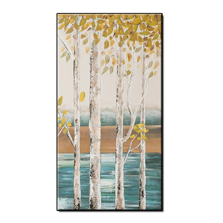 

Latest 100% Hand Painted Gold Tree Oil Painting Modern Gold Foil Painting Tree Handmade Canvas Wall Decor Free Shipping Art