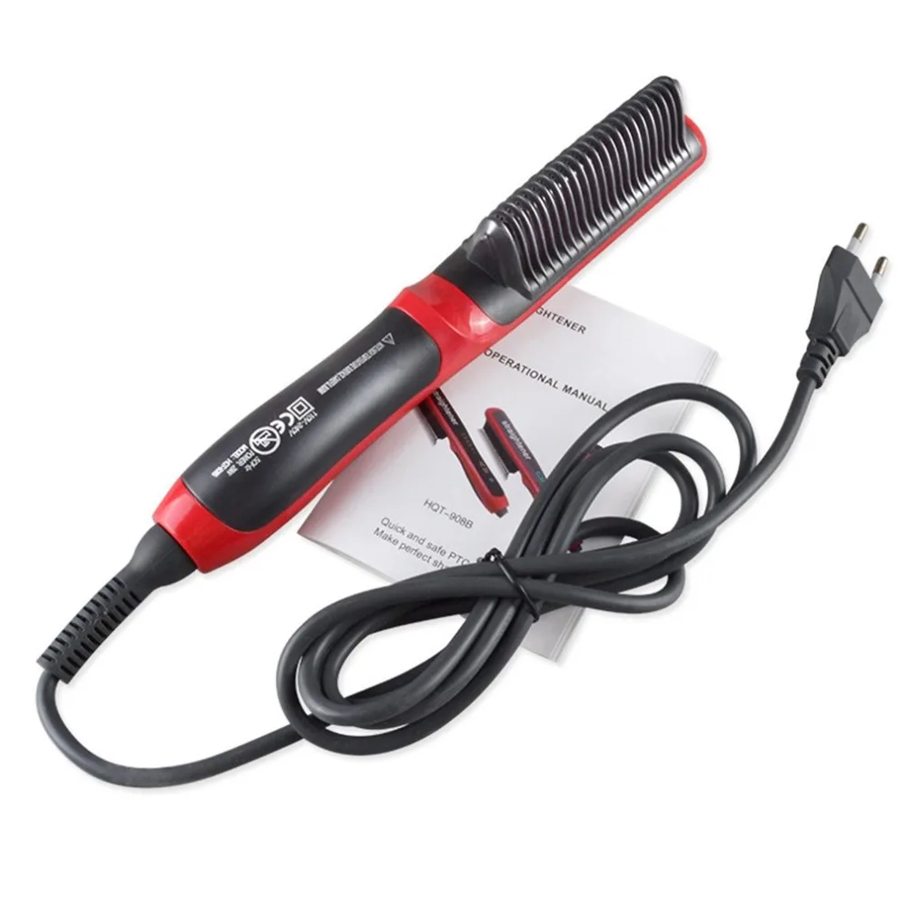 HQT-908B выпрямитель для волос Прочный Электрический расческа для прямых волос кисточки ЖК дисплей с подогревом керамический утюжок для волос