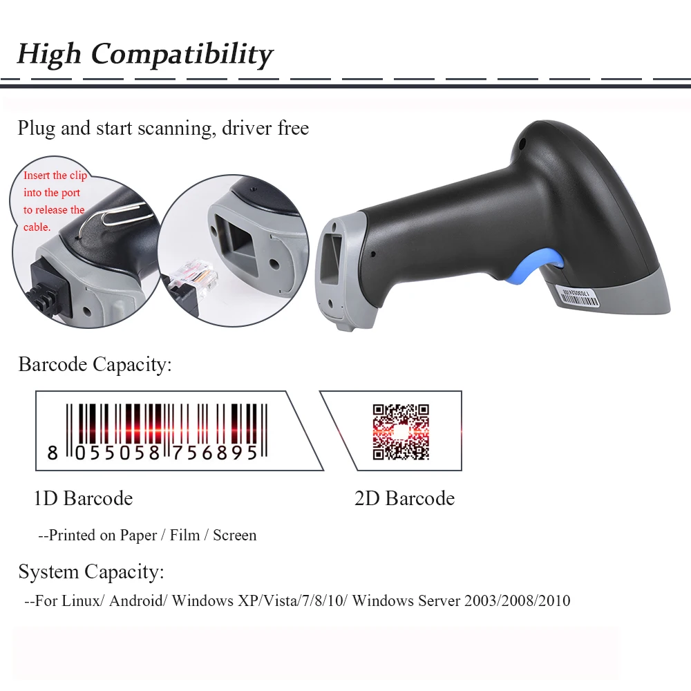Оригинальный считыватель штрих кодов Aibecy 2D QR 1D USB|usb barcode scanner|barcode scannerbar code reader |