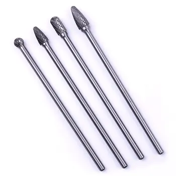 

4PCS 1/4" 6.35mm Shank Diameter Tungsten Carbide Burr HRC70 Rotary Cutter Files For Processing Metal Steel Alloy Bone