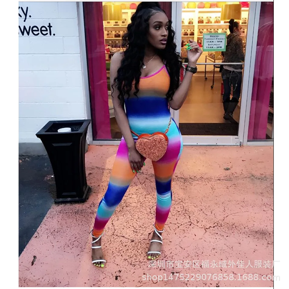 

Tie Dye Jumpsuit Colorful Mono Mujer Largo Sexy Bodysuit Rompers Womens Jumpsuit Streetwear Casual Elegante 2019 Roupas Feminina