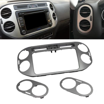 

JEAZEA 3PCS Central Dashboard Navigation Frame Side Air Vent Outlet Cover Car Accessories For VW Tiguan 2013 2014 2015