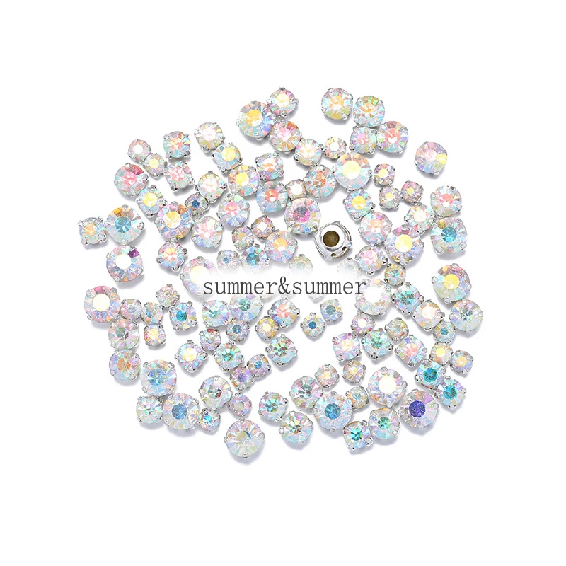 Новинка! 50 шт. 200 стеклянные стразы 4 8 мм серебристые или золотистые|sew-on rhinestones|crystal