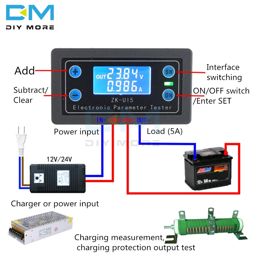 DC 5 V-38 V Цифровой ЖК-дисплей Дисплей Вольтметр Амперметр Многофункциональный вольт тока Напряжение измеритель уровня звука светильник индикатор сигнала тревоги