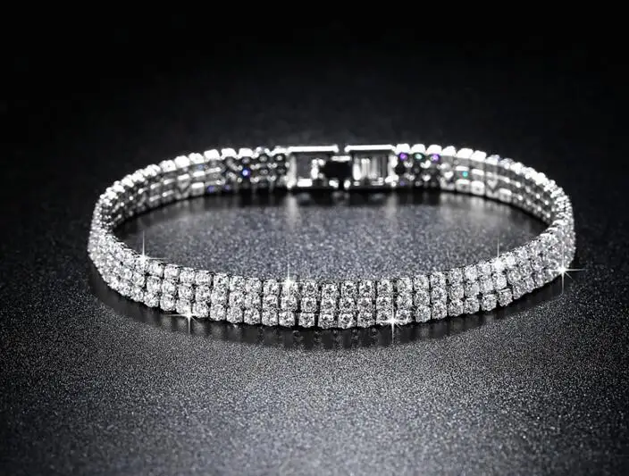

YAM08 925 Silver Zircon Girls Wedding Dress Bracelet Birthday Party Gift