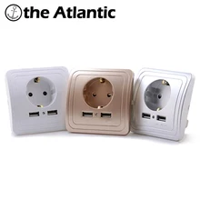 Настенные розетки Dual USB Порты и разъёмы 2A стены Зарядное устройство адаптер розетка стандарта евроcоюза Мощность зазем