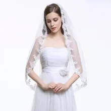Белый цвет слоновой кости один слой пальцев Длина кружево для свадебной вуали 1 ярус Свадебные аксессуары; Фата с металлическая расческа