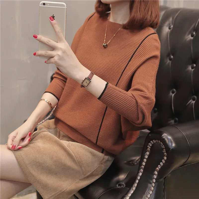 Skup Kobiety luźny, dzianinowy sweter sweter czarny moda Pull panie swetry topy dzianina 2019 jesień sweter luksusowe kobiece Pull