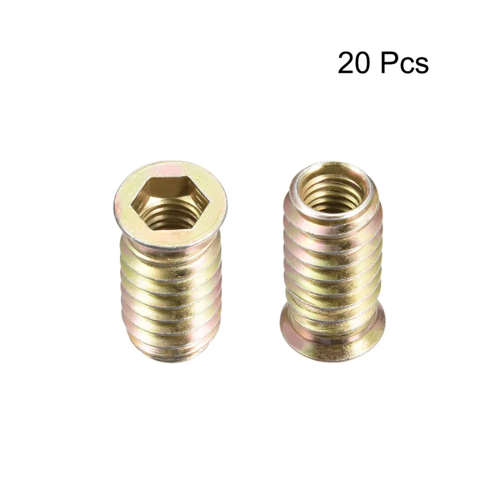 

Uxcell 20pcs/lot 4 size Choose M8 M10 Furniture Threaded Insert Nut 20mm 25mm 30mm Length Hardwere Fasteners Parts