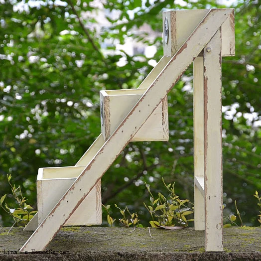 3 tier ladder style foldable shabby off-white wood flower stand designs (10)