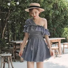 Бикини, Женский танкини, купальник, женский,, бикини, для женщин, для пляжа, женская одежда, утягивающий, сексуальный, полиэстер, в клетку, танкини, купальник