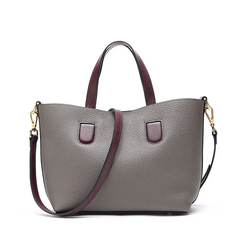 European and American fashion top layer cowhide cross section square large-capacity handbags ladies leather mother shoulder bag