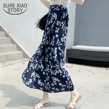 Новинка, модная классическая юбка для путешествий с цветочным рисунком, летняя Мягкая юбка средней длины, праздничный стиль, 4697 50