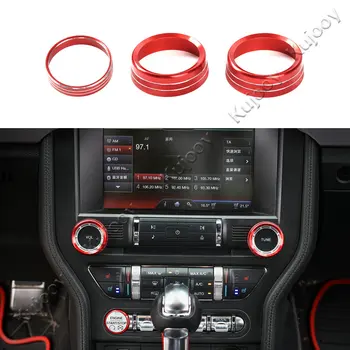 

Car Headlight Control Button & Air Conditioner Konb Protect Cover Sticker Ring Decor For Ford Mustang 2015 2016 Car Styling