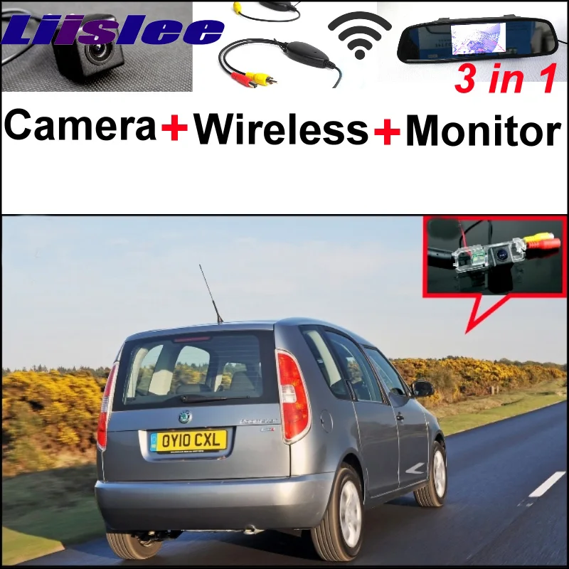 

3 in1 Special Rear View Camera + Wireless Receiver + Mirror Monitor Backup Parking System For Skoda Roomster (Type 5J) 2006~2014