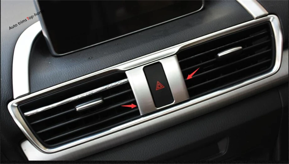 

Yimaautotrims Interior Refit Kit Fit For Mazda 3 2014 2015 2016 ABS Middle Warning Lights Lamp Button Frame Cover Trim
