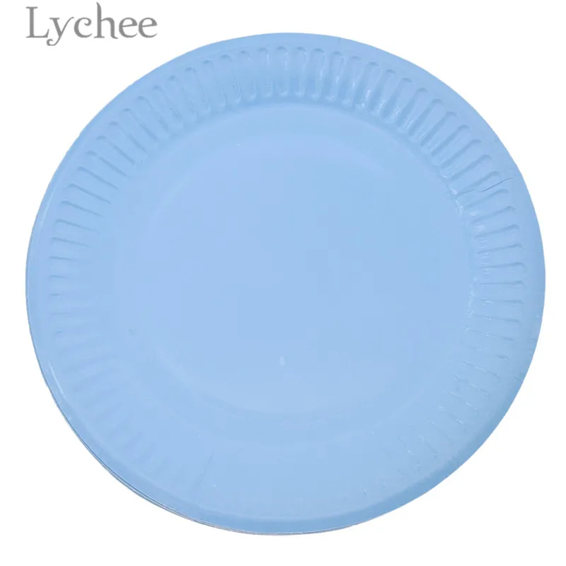 Lychee 10 шт красочные одноразовые бумажные тарелки фестиваль столовые приборы для свадьбы, дня рождения, вечеринок - Color: 9