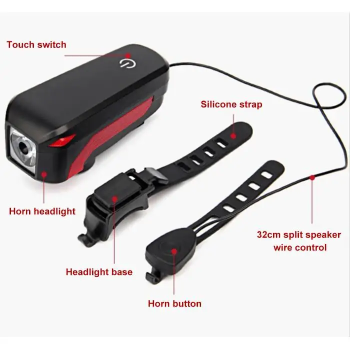 Flash Deal Rechargeable USB Bicycle Headlight Handlebar Light Bike Flashlight With 2000mah lithium battery. Horn 350LM 9