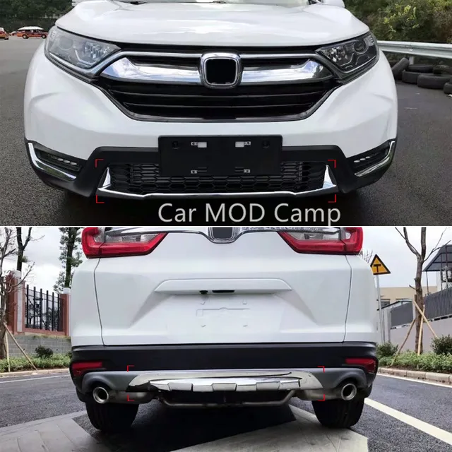 For Honda CRV CR V 2017 2018 ABS Chrome Front & Rear Bumper Skid Protector Guard Cover Trim 2pcs ... For Honda CRV CR V 2017 2018 ABS Chrome Front & Rear Bumper Skid Protector Guard Cover Trim 2pcs ...