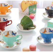 Британский Королевский Костяной фарфор 170 мл модная керамическая кофейная чашка набор Бабочка Дизайн aftern для подарка