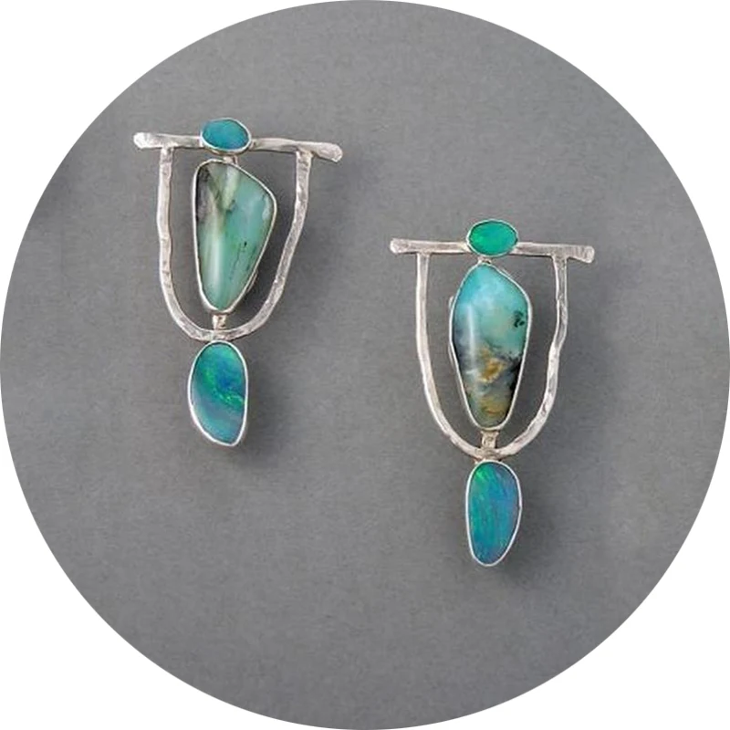 

Boho Ethnic Green Resin Stone Drop Dangle Earrings For Women Indian Tribal Vintage Earrings pendientes mujer moda 2019 Z4E680