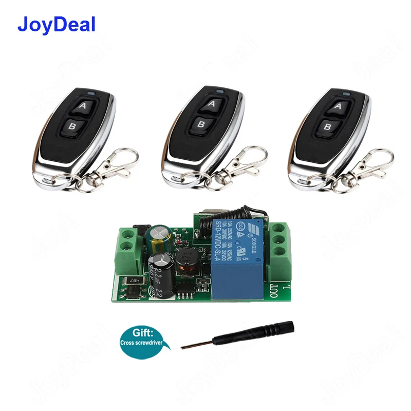 

433 Mhz Universal Wireless Remote Control Switch AC 110V 220V 1CH Relay Receiver Module and RF 433Mhz 2 Button Remote Controls