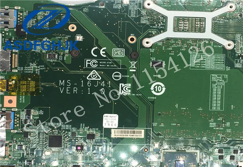 Материнская плата для ноутбука MSI GE62 GE72 6QF материнская плата MS-16J41 DDR3 SR2FQ i7-6700HQ неинтегрированная N16E-GT-A1 протестирована