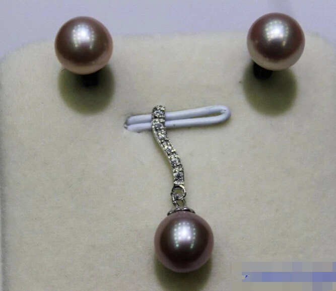 

Jewelry 00939 Natural purple fresh water pearl Earring 7.5-8mm set