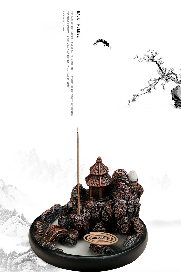 Керамика ладан горелка держатель катушки высокая гора течет вода конусные благовония с возвратным потоком печи домашний декор Тибетский