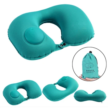 

U Shaped Travel Pillow Neck Portable Push-type Inflatable Car Soft Head Rest Air Cushion Sleep for Travel Home Office Airplane