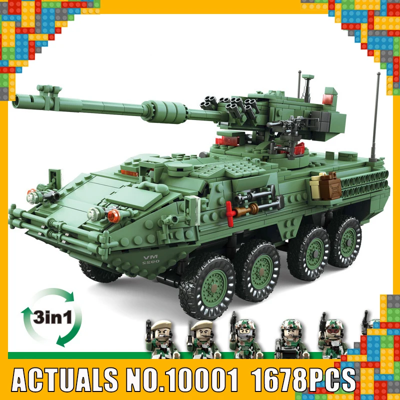 

KAZI 10001 Century Military MGS-M1128 TANKS Building blocks Armored vehicles Bricks figures Compatible with Legoe Toys