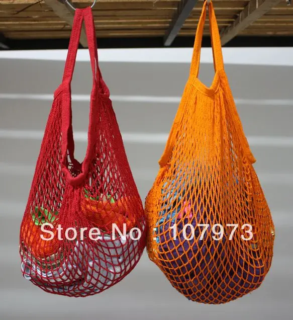 100 cotton net bag with handles for shopping ECO string bag Reusable