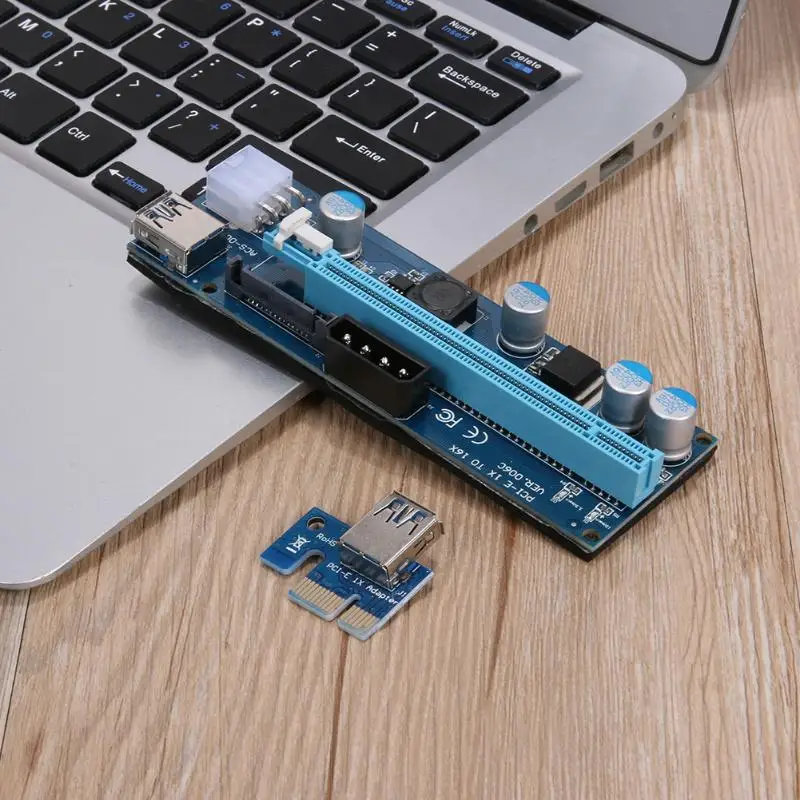 PCI-E 1x to 16x Mining Enhanced Extender Riser Adapter with 4pin 6pin 15pin SATA slot/ sata to 6pin power Cable USB3.0 for miner