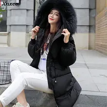 2018 New Women Winter Coat Fashion Female Big Fur Collar Duck Parkas Jacket Thick Warm Elegant Coat Slim Wadded Jacket цена 2018 New Women Winter Coat Fashion Female Big Fur Collar Duck Parkas Jacket Thick Warm Elegant Coat Slim Wadded Jacket цены онлайн
