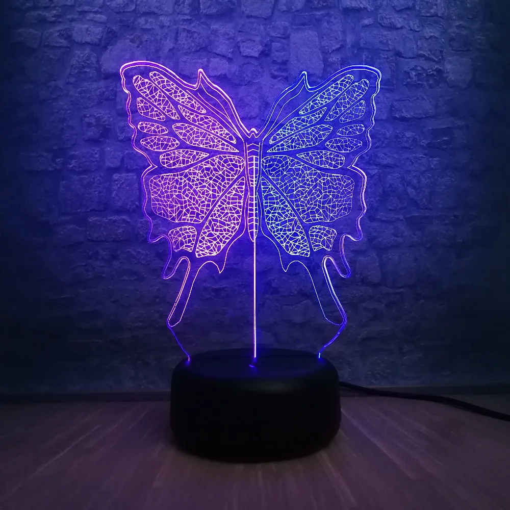 Новинка 3D лампа смешанный цвет Butteryfly USB ночник настроение насекомое детские игрушки светодиодное освещение RGB лампа детские игрушки сенсорный двойной цвет дома