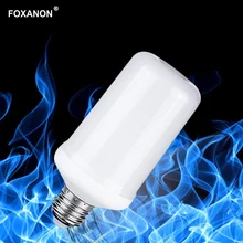 Foxanon E27 светодиодный эффект пламени огня электрическая лампочка, переменное напряжение 85-265 V голубой желтый 9 Вт огонь мерцающие, светодиодные лампа искусственного освещения для домашнего декора