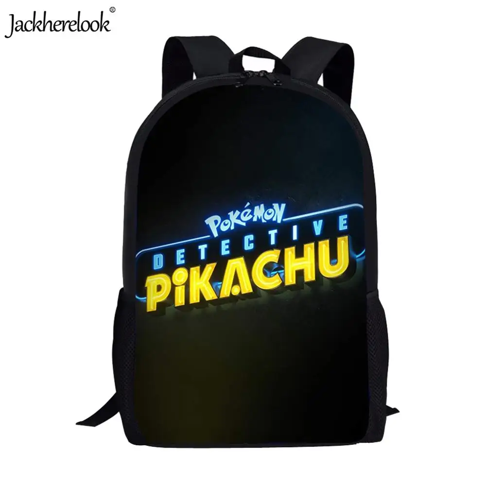 Jackherelook 2019 Hot Movie Pokemon Detective Pikachu Print Schoolbags Boys Girls Middle School Students Backpacks Kids Satchel