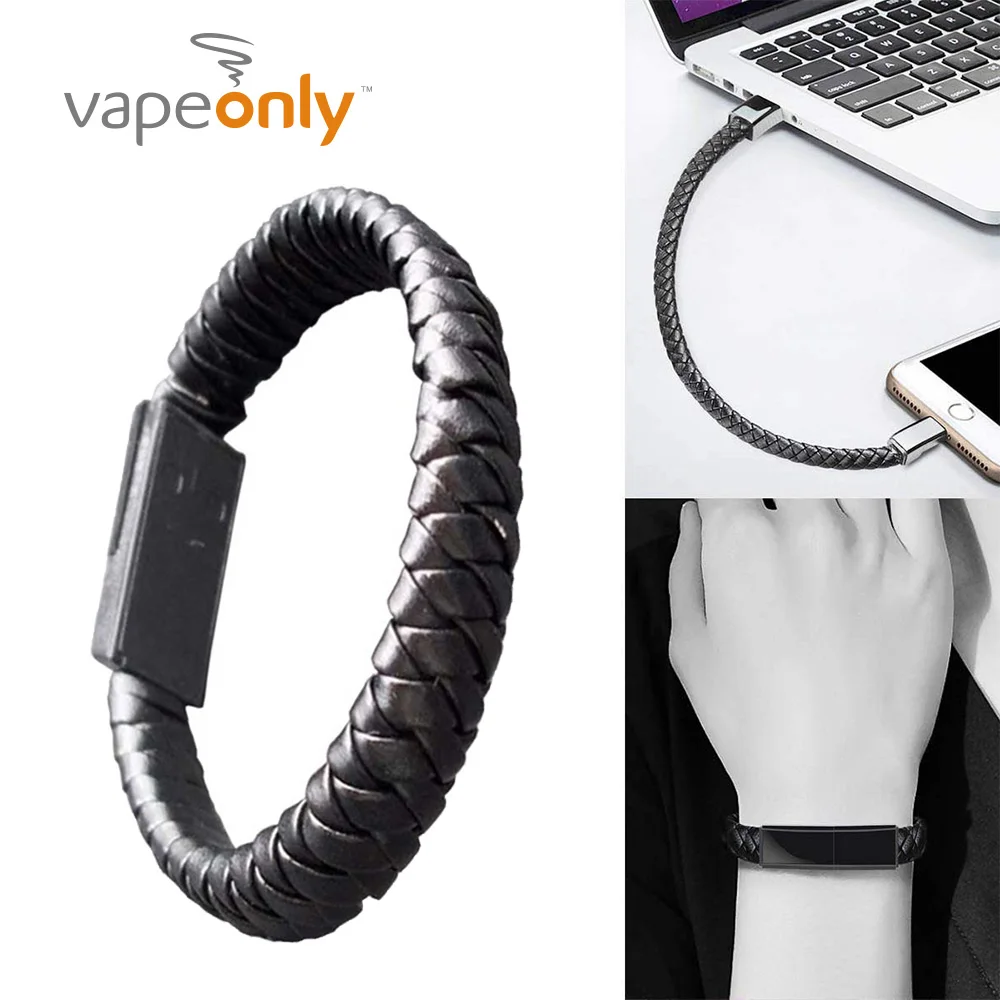 Vapeonly носимый Плетеный USB браслет для зарядки кожаный телефонный кабель провод